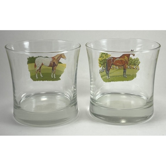 Horse Rock Glasses GA Patton Thoroughbred Appaloosa Whiskey Morgan 3.35" Vintage - Picture 5 of 8
